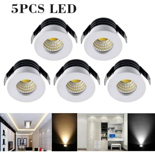 5pcs 3W LED Recessed Small Cabinet Spot Light Mini Super White Bright Recessed Small Cabinet Spot Lamp Ceiling Downlight Kit