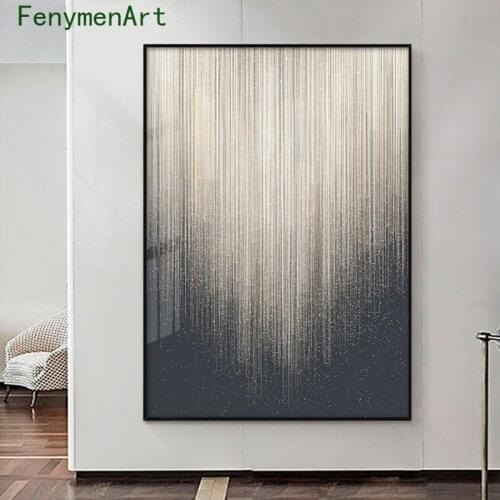 Abstract Black White Stripes Canvas Painting Nordic Minimalist Silver Poster Print Modern Industrial Picture Office Home Decor
