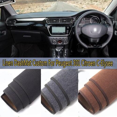 Car Styling Linen Dash Mat Covers Dashmat Dashboard Pads Carpet Accessories For Peugeot 301 Citroen C-Elysee 2012 2013 2014 2020