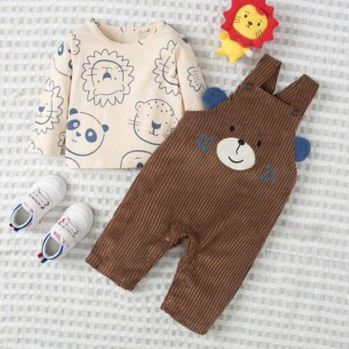 Bobora Spring Newborn Infnat Baby Boy Girl Clothes Stripe T-shirt Pants Overalls Romper Autumn Set Outfit