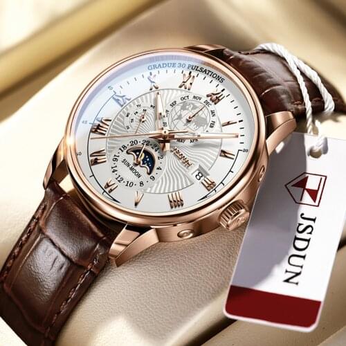 Luxury Brand Men Watch Mechanical Automatic Watches Leather Waterproof Sports Moon Phase Fashion Wristwatch 40MM часы мужские