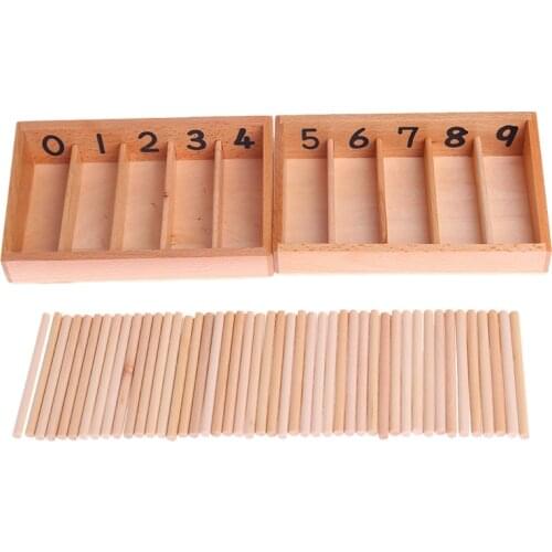 Montessori Wooden Spindle Box 45 Spindles Mathematics Counting Educational Toy