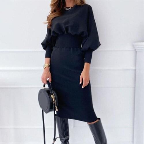 Long sleeve pencil skirt ladies tight and elegant office
