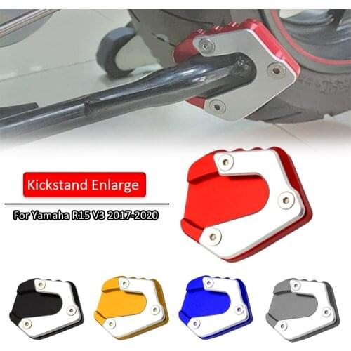 For Yamaha YZF R15 V3 2020 2019 2018 2017 Kickstand Foot Side Stand Extension Expand Pad Support Plate Enlarge R15V3 Accessories