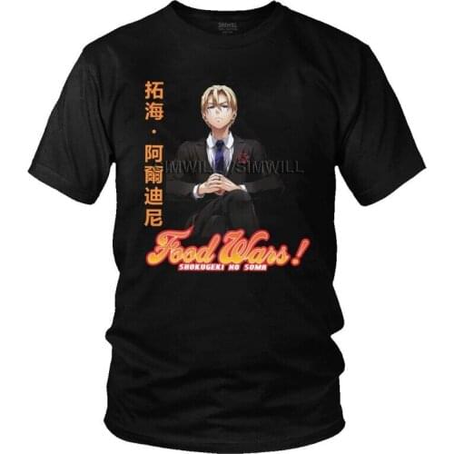 Food Wars Shokugeki No Soma T-shirt Mens Graphic T Shirt Short Sleeve 100% Cotton Anime Manga Takumi Aldini Tshirt Cool Tee Top
