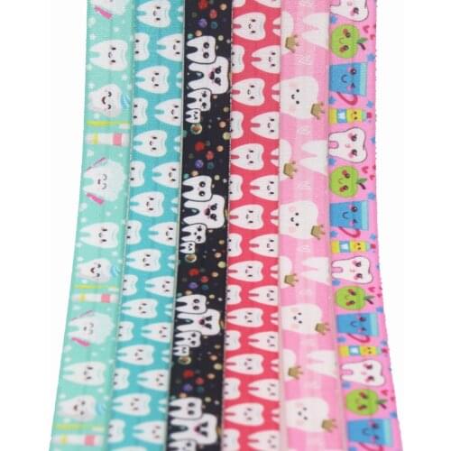 DHK 5/8'' 50yards tooth printed Fold Elastic FOE stretch ribbon hairbow headwear headband DIY OEM S1337