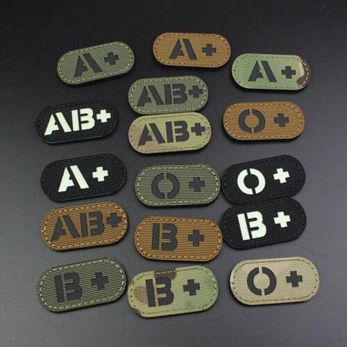 Blood Type IR Patch A+ B+ O+ AB+ Positive Fast Tactics Helmet First Aid Kit Sticker Reflective Night Vision CP Military Badge