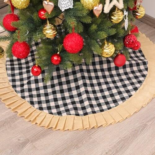 2020 Christmas Tree Cluster Home Decoration Pleated Skirt Linen Black and White Bottom 48 Inch