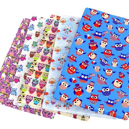 Cream Owl Polyester Cotton Fabric Sewing Quilting Needlework Material DIY Handmade Cloth,c13653
