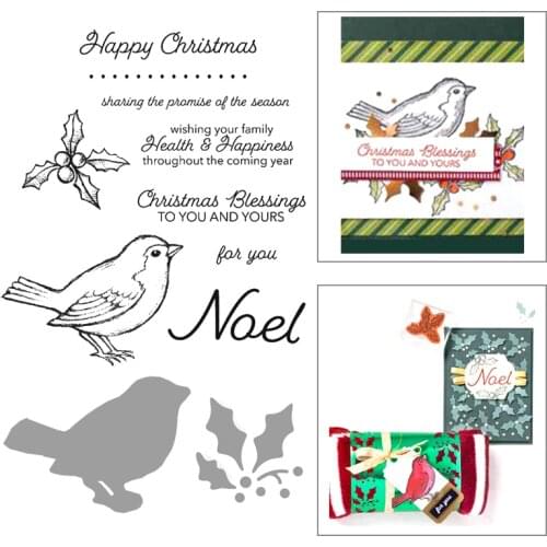 Christmans Birds Metal Cutting Dies And Stamps DIY Scrapbooking Album Paper Cards Decorative Crafts Embossing Die Cuts New 2021