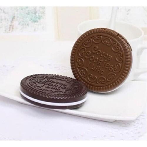 Girls Chocolate Cookie Mini Pocket Mirror With Comb Princess Portable Sandwich Biscuit Shape Makeup Cosmetic Folding Mirror