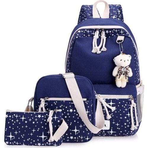 Fashion Women School Bags Teenage Girls travel Backpack kids Princess Large capacity School Bags 3 pcs/Set Rucksack Mochila