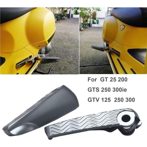 Motorcycle Rear Passenger Foot Pegs Mount Black Pedal Extended Footpegs For Vespa GT GTS GTV 125 200 250 300 300ie