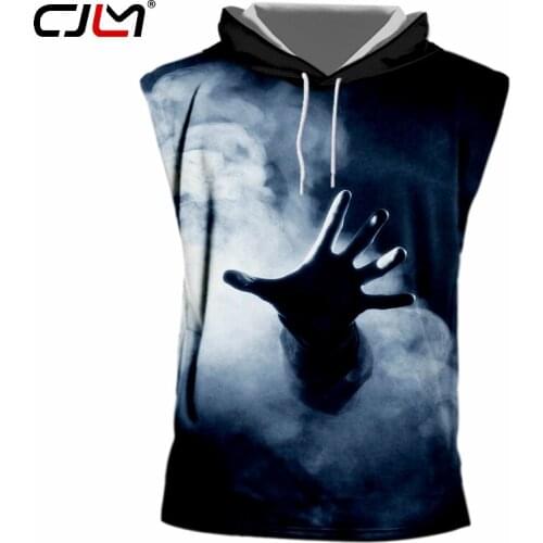 CJLM Man Casual Smoke Hooded Tank Top 3D Ghost Hand Vest Full Printed Chinese Style Mens Best Selling TankTop Recommend