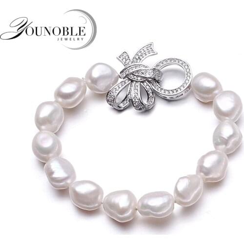 Charm Baroque Freshwater Pearl Bracelets For Women,white Real Natural Pearl Bracelet Jewelry Girlfriend Birthday