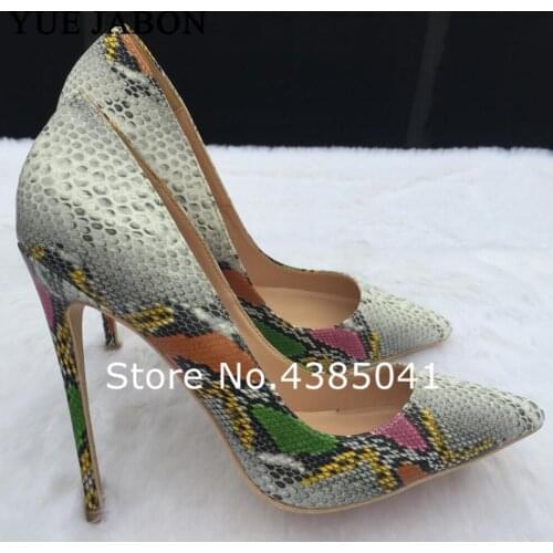 Top Quality Mixed Color Snake Printing Women High Heels 2019 NEW Fashion Party Wedding Sexy Women Shoes Size 43 Real pictures