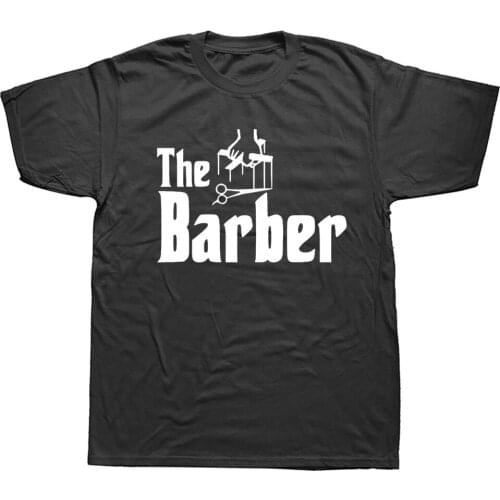 The Barber Summer Clothing Hairdresser Stylist Scissors T Shirts Men Cool Hair Printed Shirt Short Sleeve Cotton T-shirts Tops