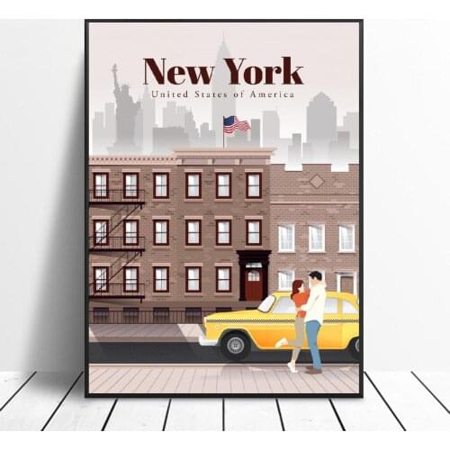 Travel to NYC Canvas Travel poster Wall Art Pictures for Living Room Home Decor No Frame