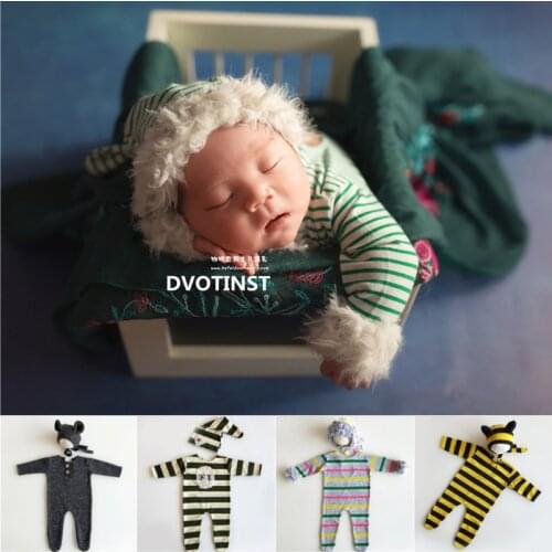 Dvotinst Newborn Photography Props Baby Outfits Bodysuit Hat Set Photo Props Fotografia Accessories Infantil Studio Shoots Prop
