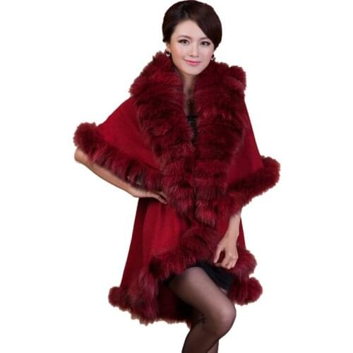 Luxury Autumn and Winter Women Fox Fur Shawls Lady Wraps Wedding Bridal Pashmina Stole Capes VF5005
