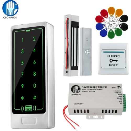 Touch Metal RFID 125KHz 3000 user Access Control System Electric door Lock DC12V Power Supply with Exit Button for Home Security
