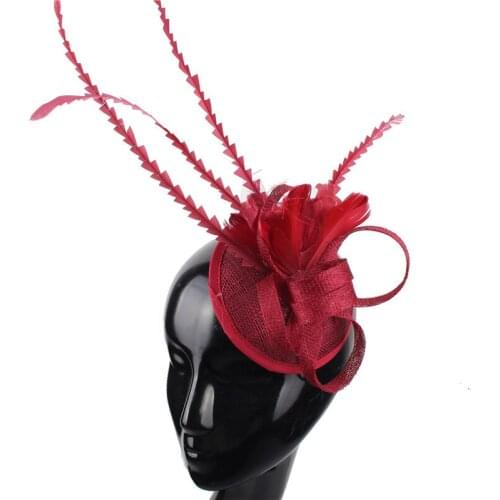 Sinamay Women Fascinator Hair Clip Cocktail Party Ladies Fedora Hats With Hair Clip Female Wedding Elegant Women Headwear
