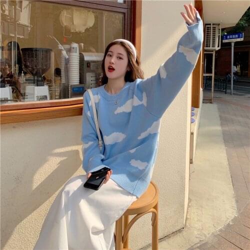 Sweaters Women Harajuku Lovely Chic Preppy Simple Soft Loose Autumn Spring Teens Knitwear Casual Fashion Korean Girls Pullover