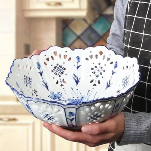 Chinese style fruit plate ceramics hollowing out Chinese style living room tea table household modern simple fruit basket fruit