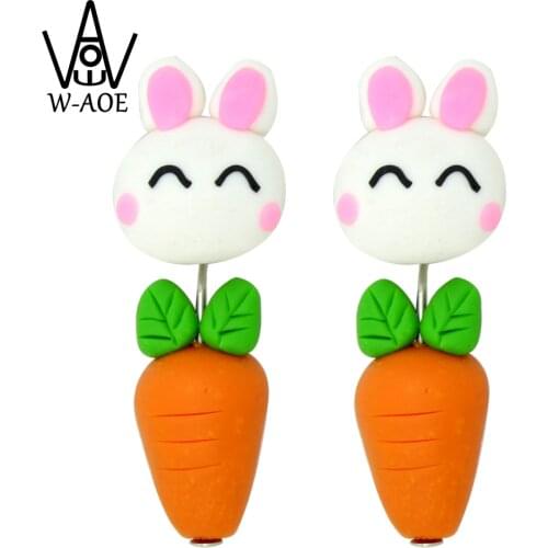 TTPAIAI 30 Brand Handmade Polymer Clay Cute Rabbit Turnip Stud Earrings Fashion Jewelry Animal Earrings For Women Girl Gift