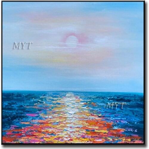 The Rising Sun Is As Comfortable As The Sea Abstract Oil Painting Wall Art Home Decor Picture Modern Oil Painting On Canvas