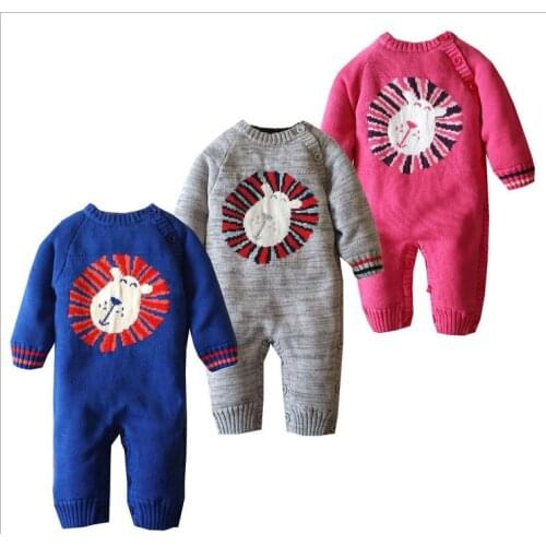 Newborn Baby Girls Boys Cartoon knitted Jumpsuit Romper Infantil knitting Outfit Sweater Suit Winter Warm Long Sleeve Rompers