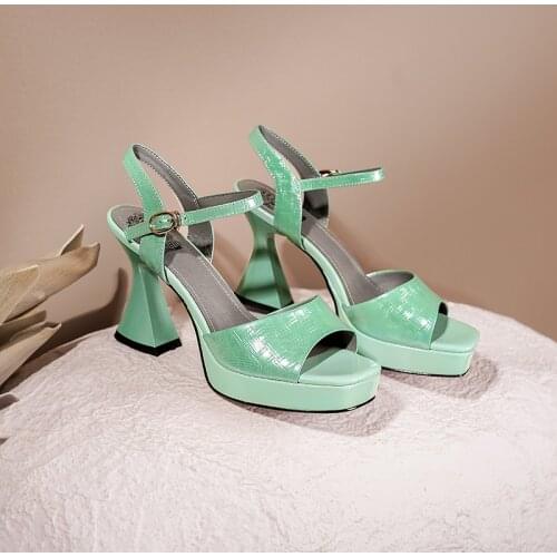 SKLFGXZY 2021 Summer Genuine Leather Sandals Women High Heels Sexy Platform Fashion Party Wedding Shoes 100% Cowhide