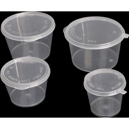 10Pcs/lot Clear Food Small Sauce Containers Package Box&Lid Portable Disposable Portable Plastic Cups Food Containers
