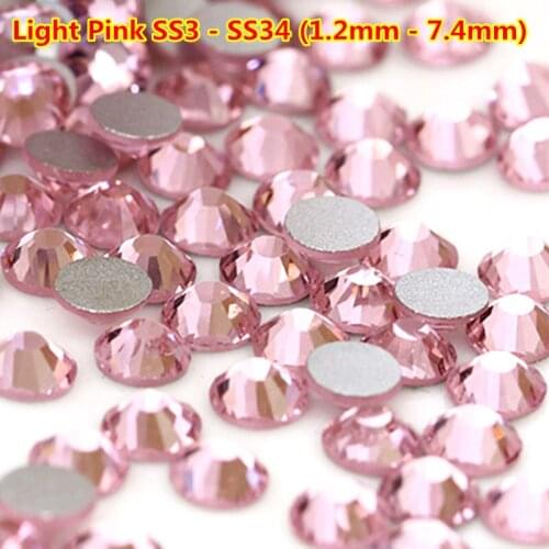 Free Shipping 1440pcs ss3 - ss30 Light Pink Flatback Nail Rhinestones Non Hotfix Crystal Swa Elements Strass ss3 ss5 ss16 ss20