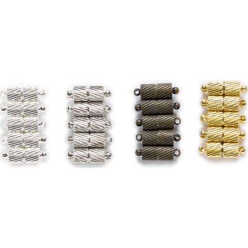2 Sets Twill Carved Cylinder Magnetic Clasps Findings Connectors Accessories Jewelry Making 15x5mm