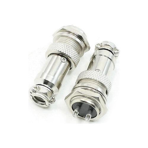 Panel Mounting 16mm Dia Thread 2 Poles Metal Aviation Connectors 2pcs GX16-2