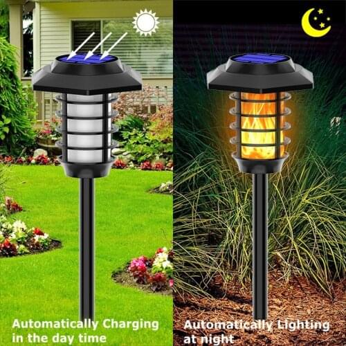 66LED 2 in 1 LED Solar Light Torch Flame Lamp 48LED Garden Decor Landscape Lawn Lamp Path Lighting Torch Outdoor Light
