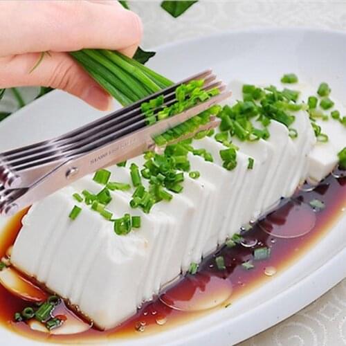 5 Layers Scissors Sushi Shredded Scallion Cut Herb Tool Multi-layer Shear Chopped Green Onion Cuts Kitchen Accessories