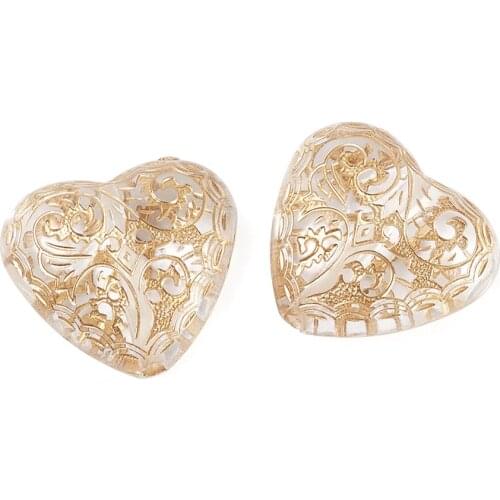 5pcs/lot 27x30x13mm Heart Clear Plating Acrylic Beads Metal Enlaced Exquisite Spacer Bead for Elegant Bracelets Making