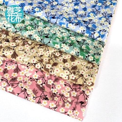 50cm*145cm/Piece,White Flower Pure Cotton Printed Cloth,Custom Dress Skirt, Shirt, Curtain, Puppet Fabric, DIY Handmade Material