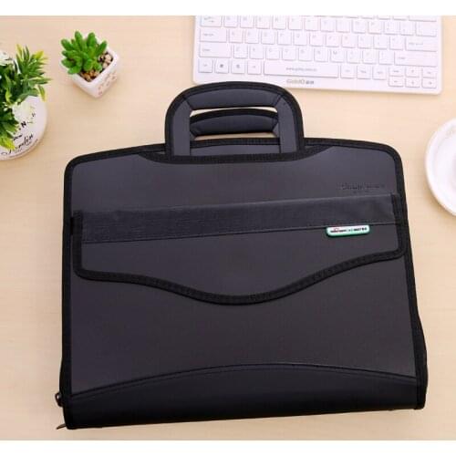 A4 Black Canvas Office Expanding File Folder Holder Organizer Handbag Storage Office Supplies
