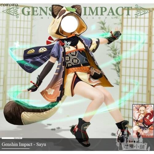 Anime! Genshin Impact Sayu Game Suit Sweet Lovely Uniform Cosplay Costume Halloween Party Role Play Clothing For Women 2021 NEW