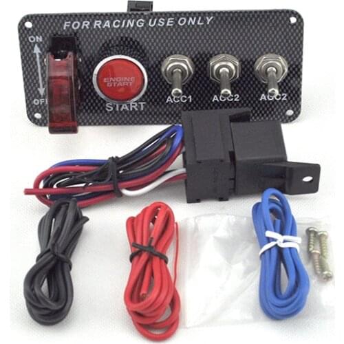 Car Accessory 12V LED Toggle Ignition Switch Panel Engine Start Push Button Set Universal for 12V Power Speediness & Racing Car
