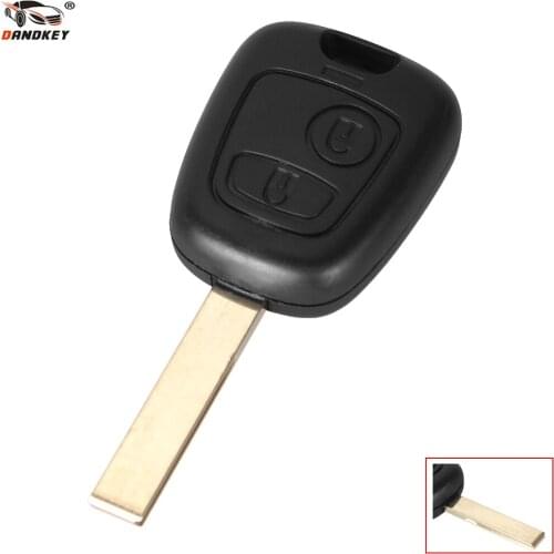 DANDKEY 2 Buttons Car Key Case Shell Blank with Groove on Side For Citroen C2 C3 C4 Fob Replacement Enter Keyless