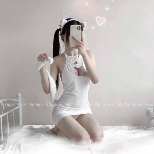 Cute Cat Girl Erotic Cosplay Costumes Cat Anime Lace Sexy Lingerie Kawaii Dress Underwear Maid Outfit Babydoll Nightgown