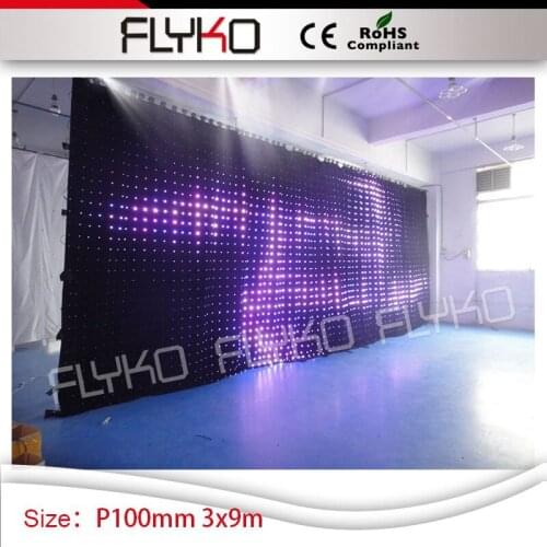 Flexible led video curtain backdrops stage lighting event party night club dj led video curtain P10cm 3X9m