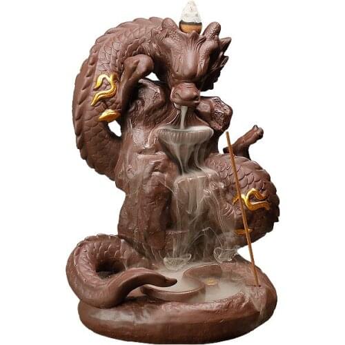 Purple Sand Ceramic Dragon Backward Smoke Back Incense Burner Tea Ceremony Decoration Creative Incense Dragon Home Decor