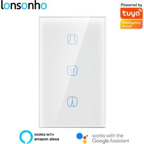 Lonsonho Tuya Smart Life US Smart WiFi Curtain Switch For Blind Motor Blinds Switch Smart Home Alexa Google Home Compatible