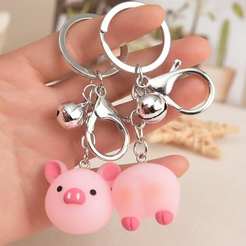 Cute Pink Head Pig Keychain Fashion Women Little Piggy Butt Fart Keychains Accessories Funny Couple Keyring Car Bag Jewelry Gift