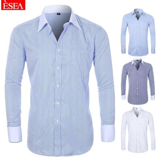 Fashion many styles formal dress banquet mens French cufflinks button lapel large size long-sleeved shirt for spring and autumn